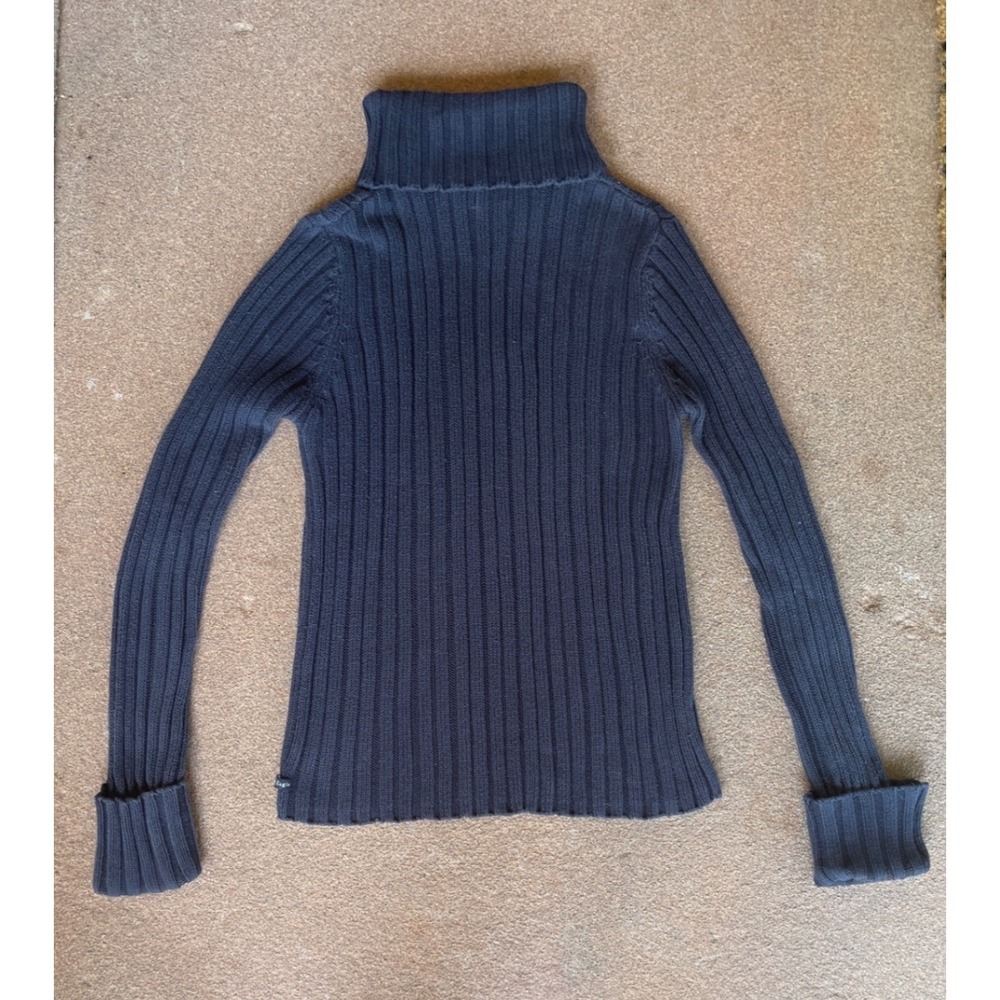 American Eagle Navy Blue Ribbed Turtleneck Sweater 100% Cotton Womens Large